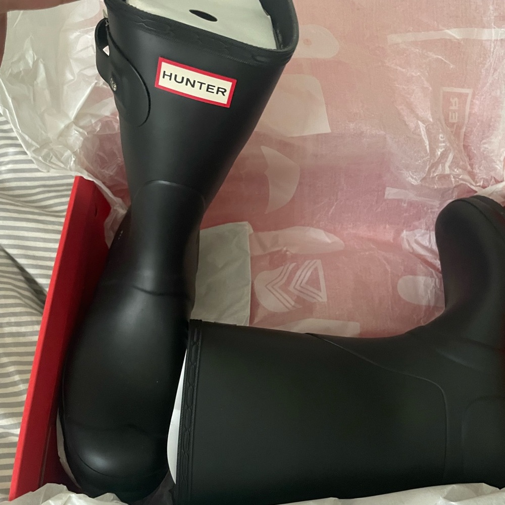 Women hunter original short black rain boots